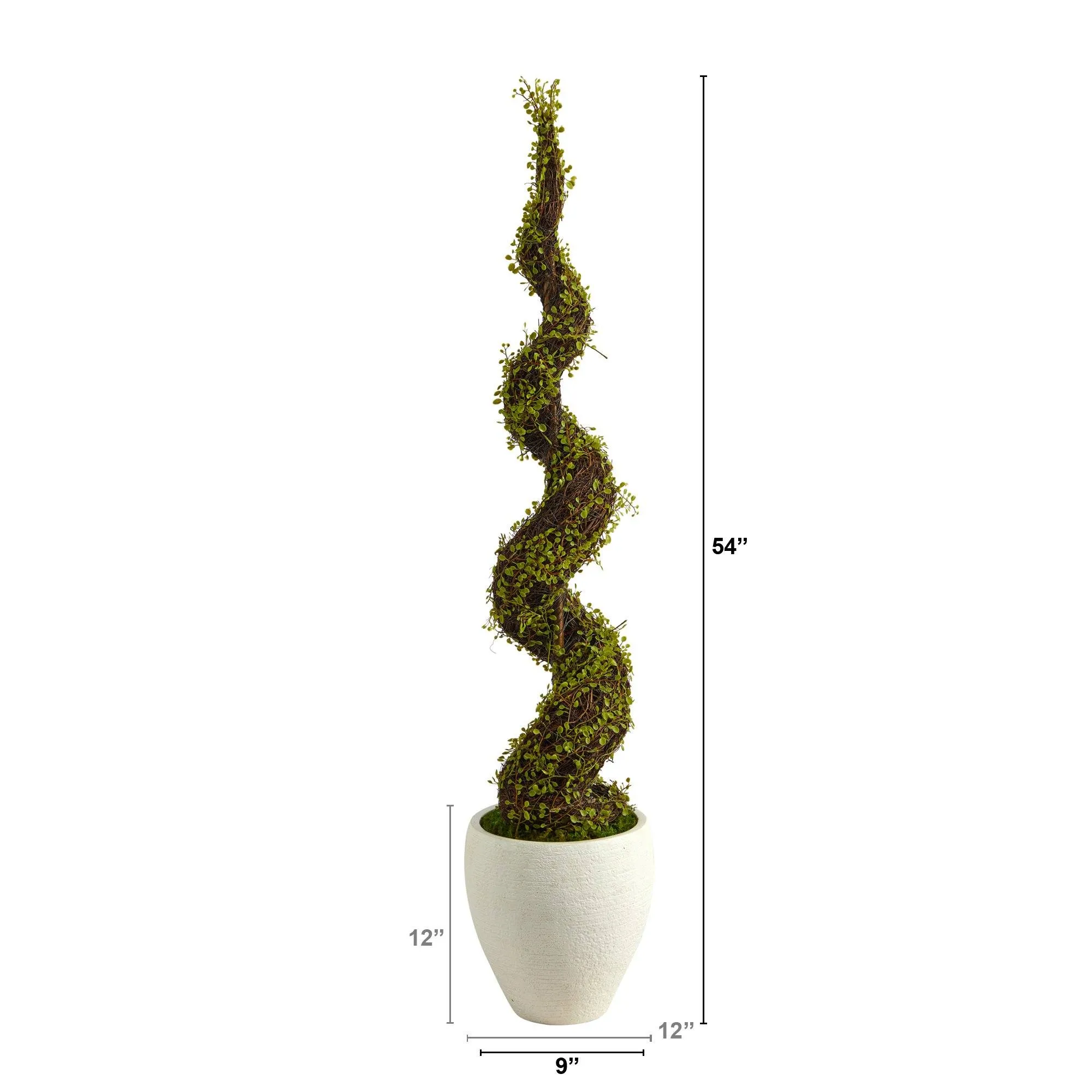 54” Mohlenbechia Spiral Artificial Tree in White Planter