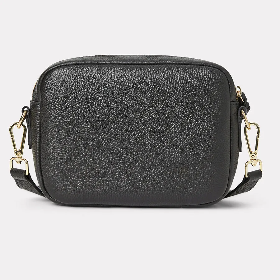 Amelia Black Leather Crossbody Bag