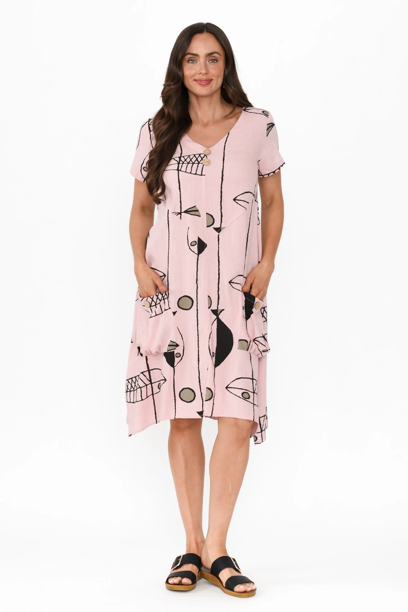 Bryant Pink Sea Linen Cotton Dress