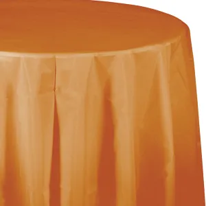 Bulk Pumpkin Spice Orange Round Plastic 82 inch Table Covers (12 per Case)