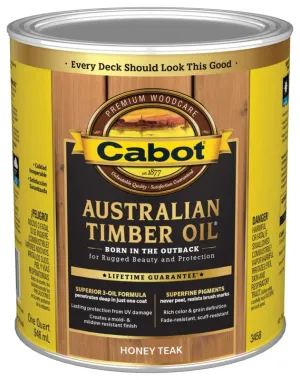 Cabot 140.0003458.005 Australian Timber Oil, Honey Teak, Liquid, 1 qt, Can :QUART: QUANTITY: 1