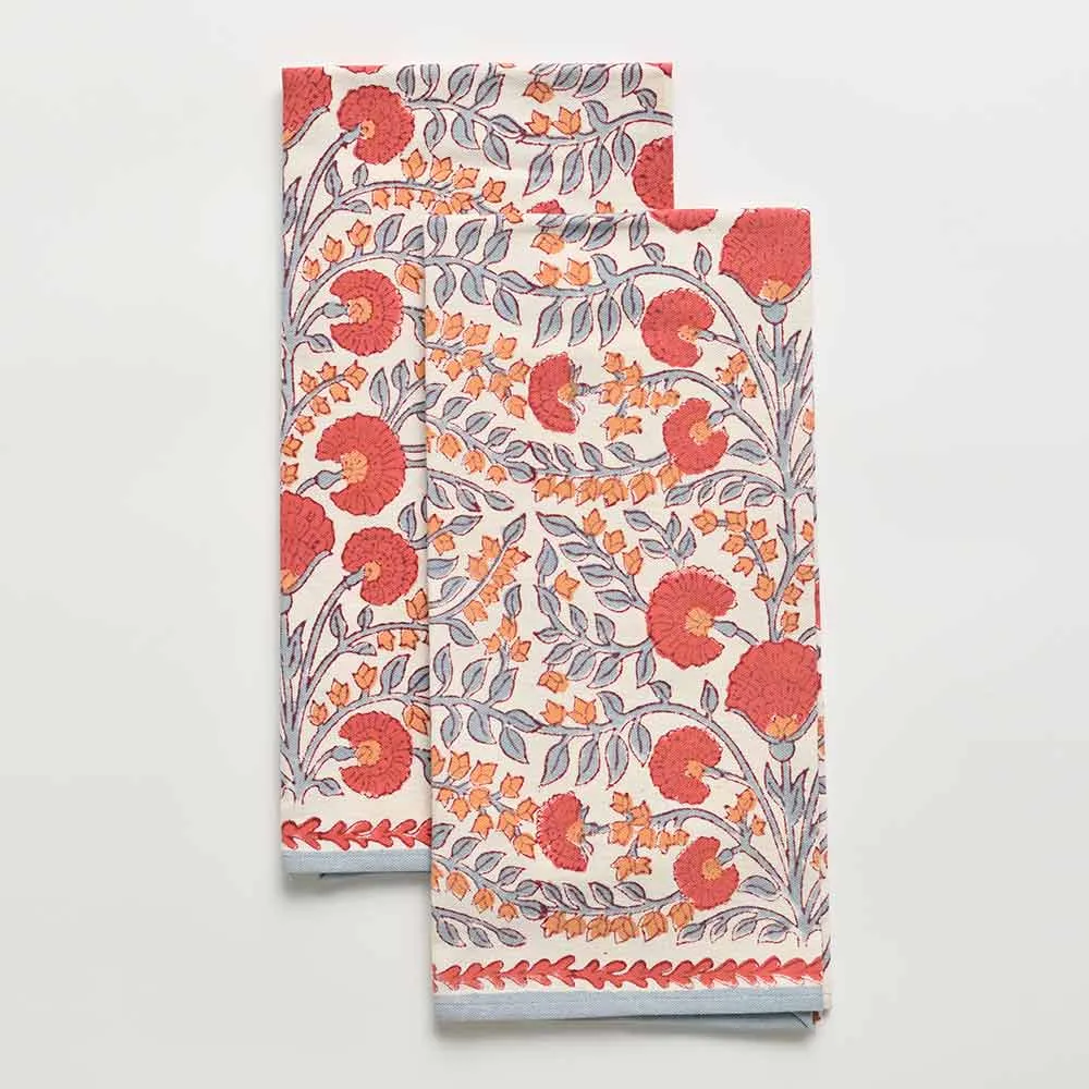 Cactus Flower Ivory Tea Towels