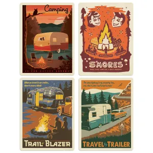 Camping Vinyl Sticker Set of 4