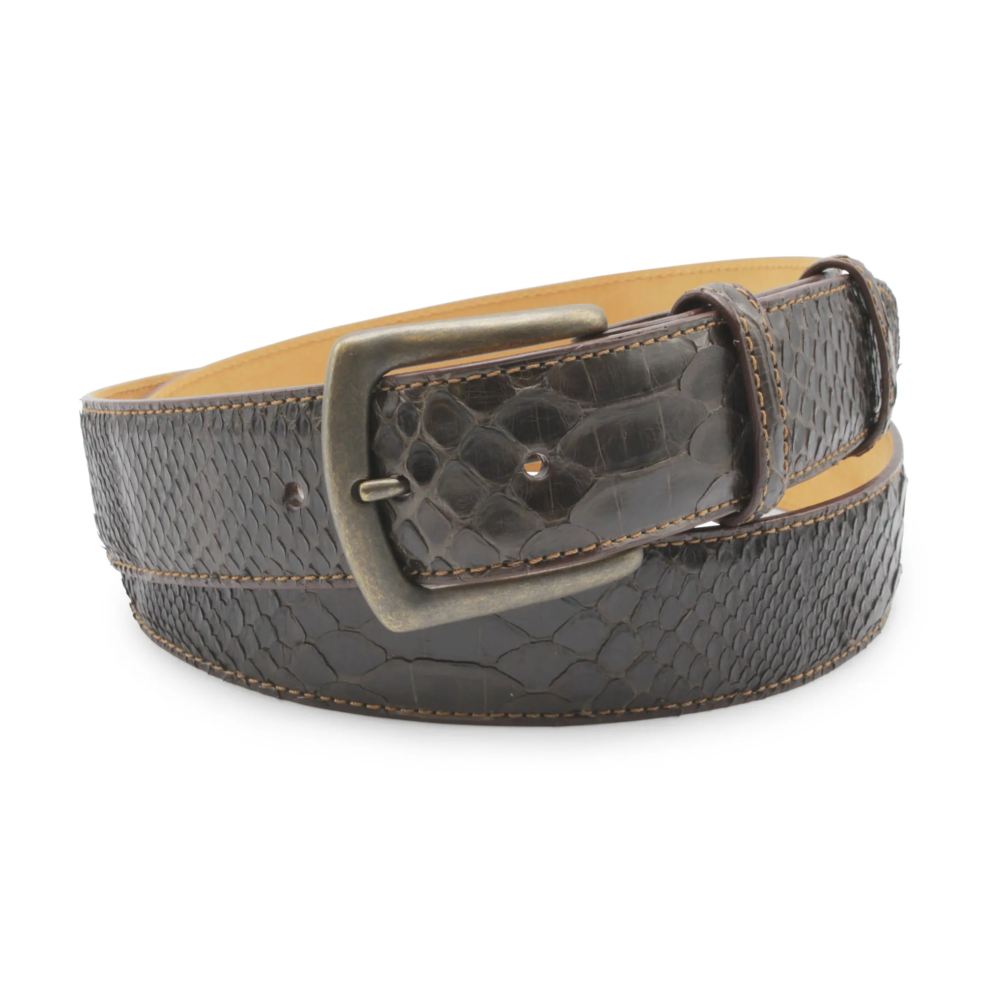 Dark Brown Genuine Python Belt