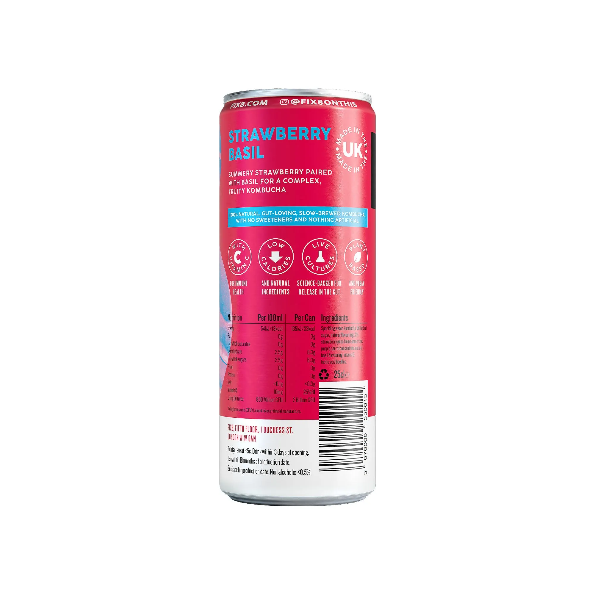 Fix8 Strawberry Basil Kombucha 250ml