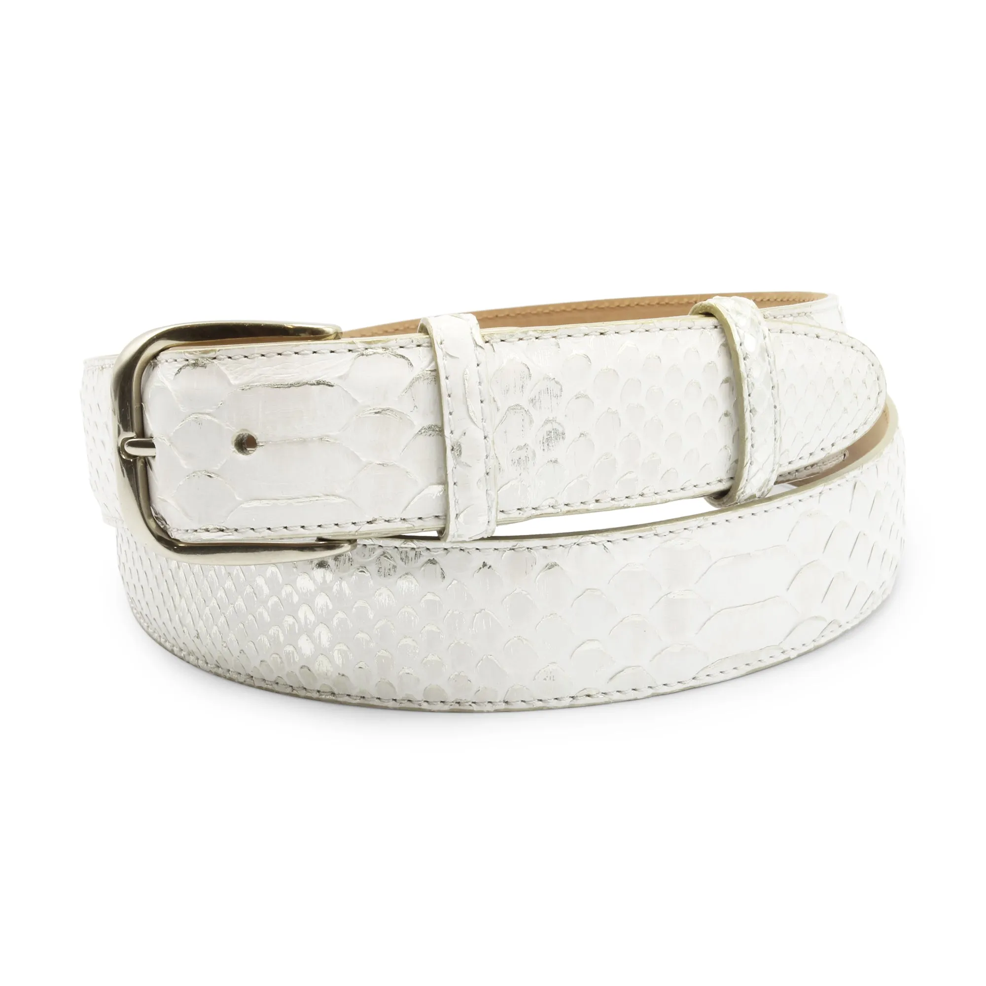 Golden Ice Genuine Python Prong Belt