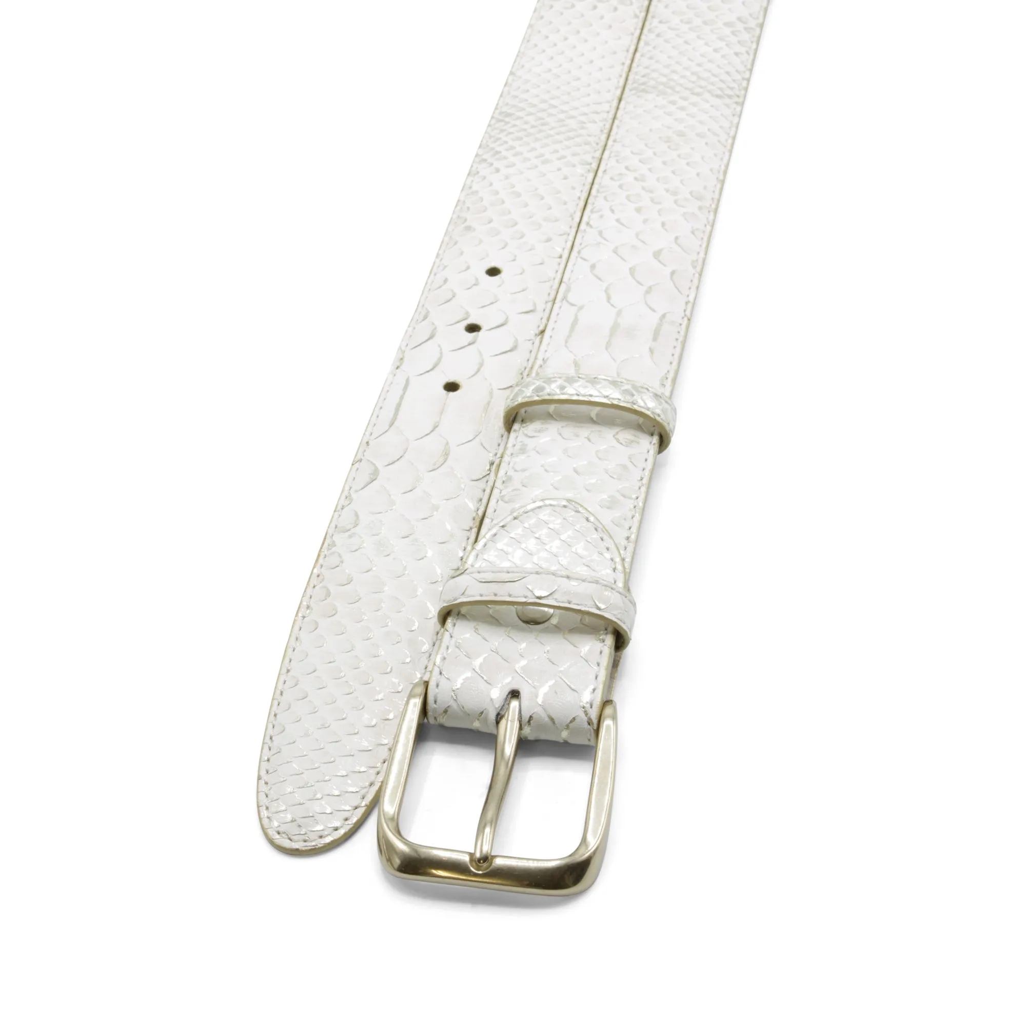 Golden Ice Genuine Python Prong Belt