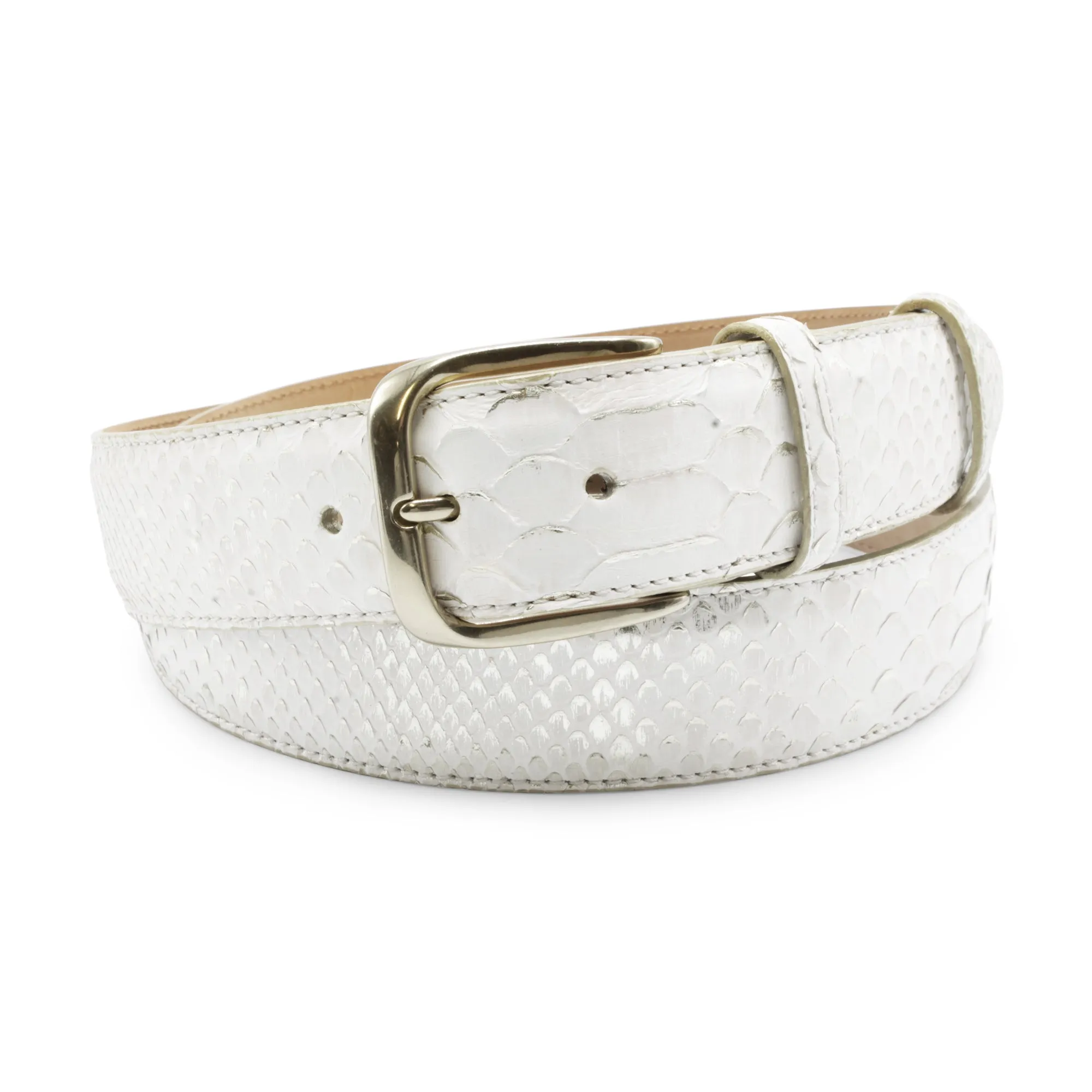 Golden Ice Genuine Python Prong Belt