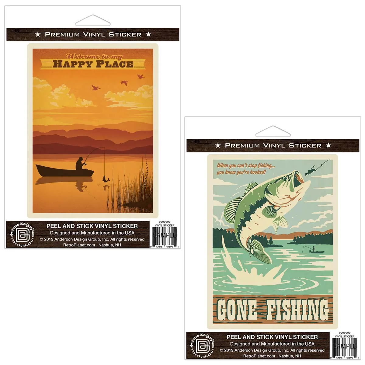 Gone Fishing Vinyl Sticker Set of 2