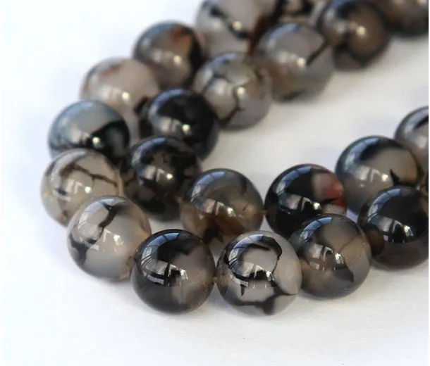 Grey Veins Agate 10mm Bracelet