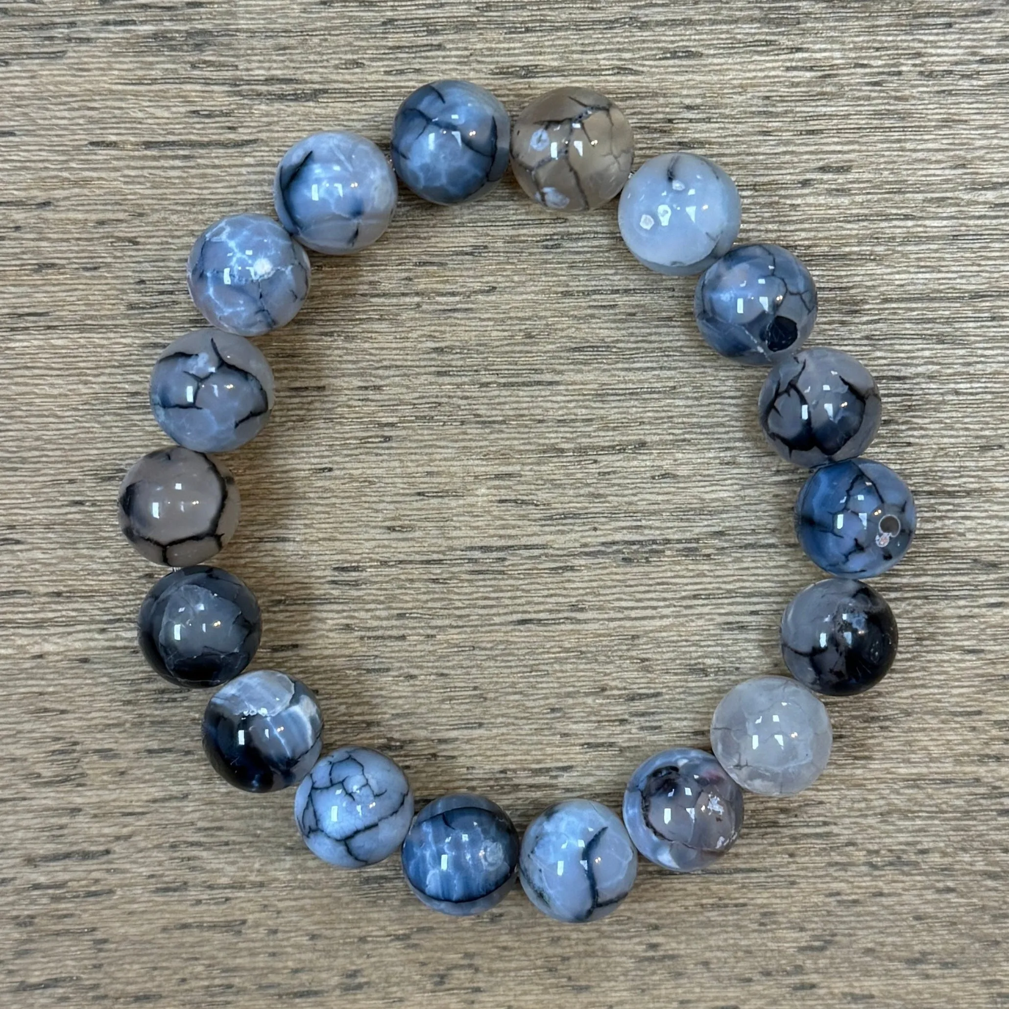 Grey Veins Agate 10mm Bracelet
