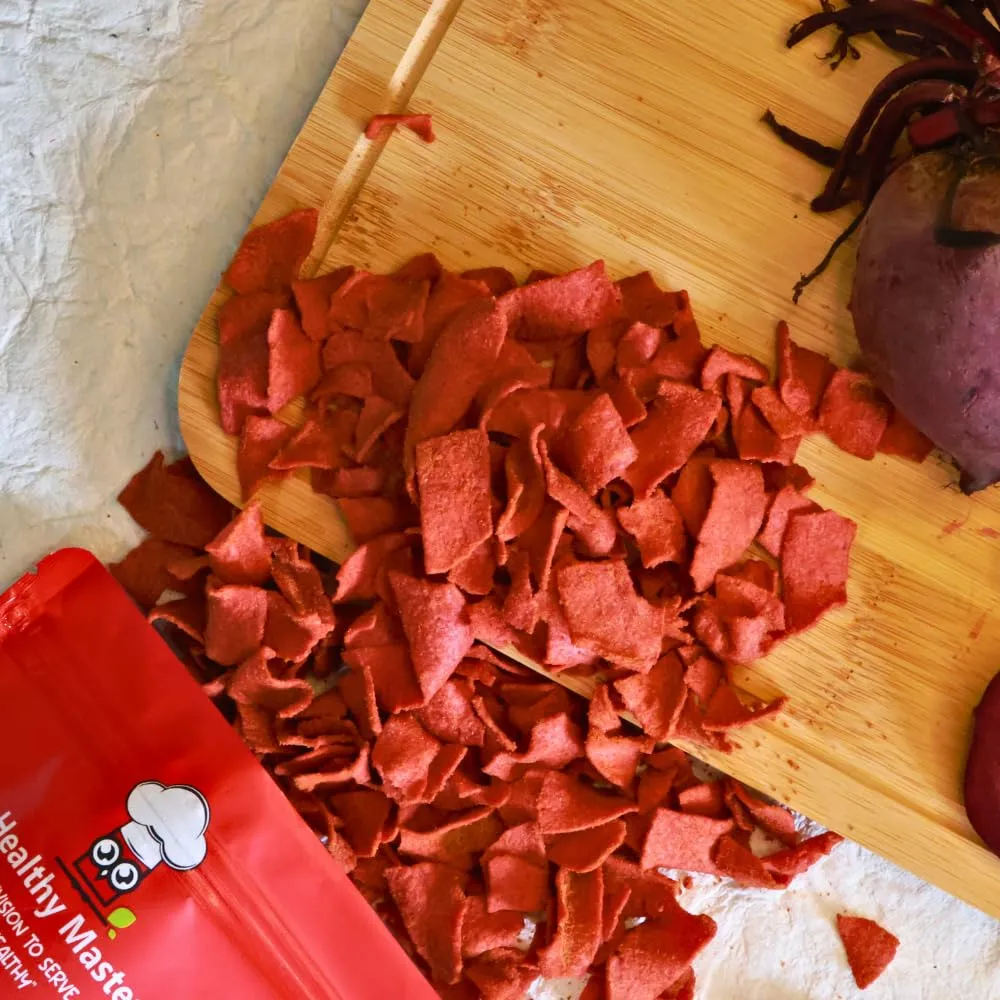 HEALTHY MASTER Vision to serve healthy Baked Beetroot Chips (200 Grams) | Jain Friendly