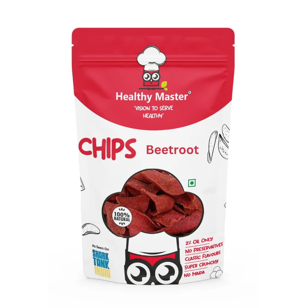HEALTHY MASTER Vision to serve healthy Baked Beetroot Chips (200 Grams) | Jain Friendly