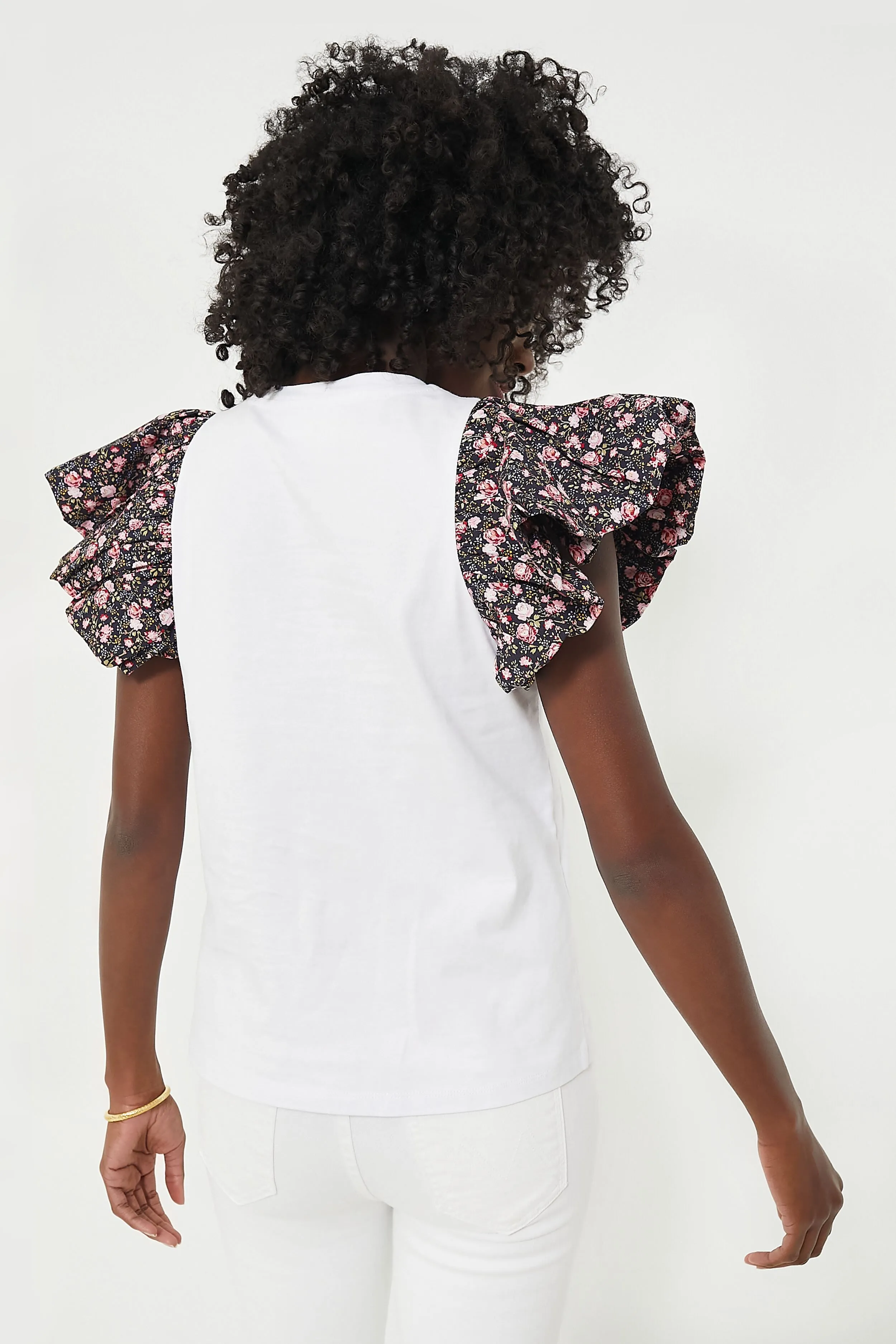 Navy Floral and White Shelby Tee