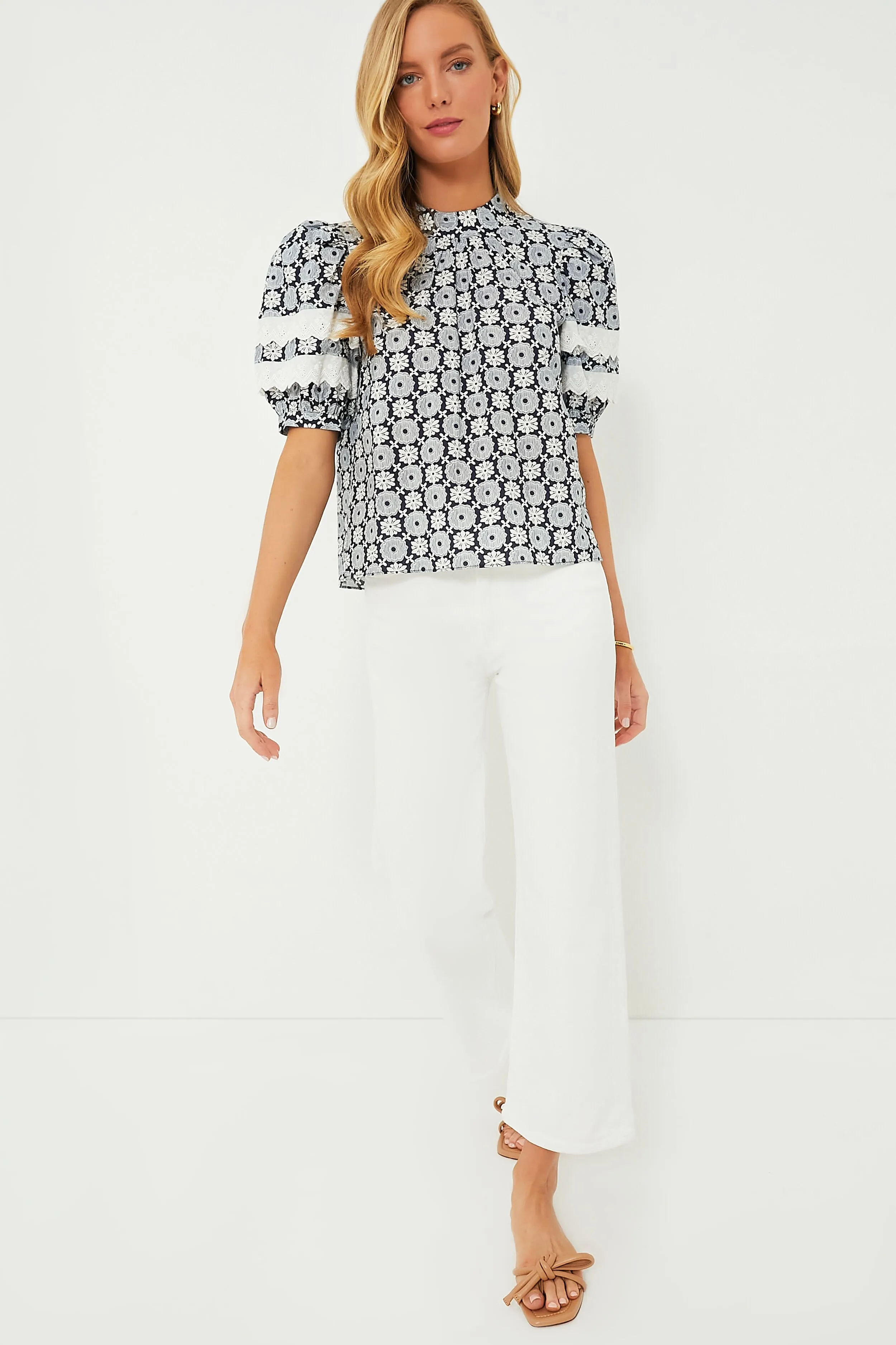 Navy Geo Floral Gigi Blouse