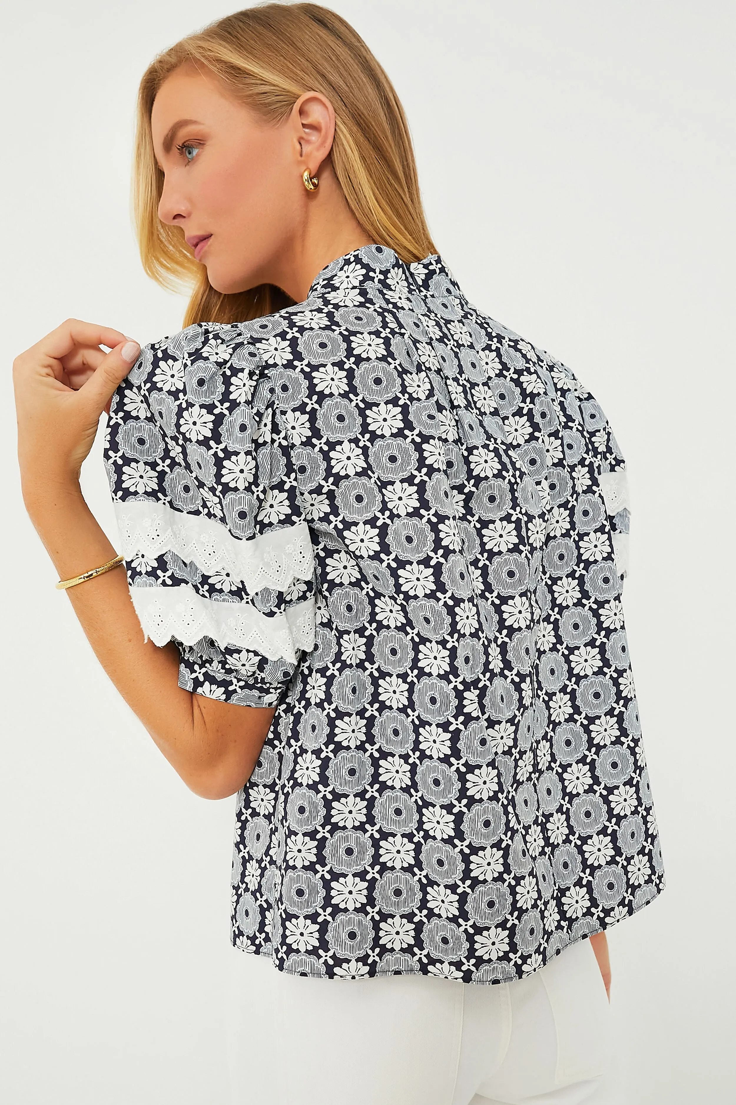 Navy Geo Floral Gigi Blouse