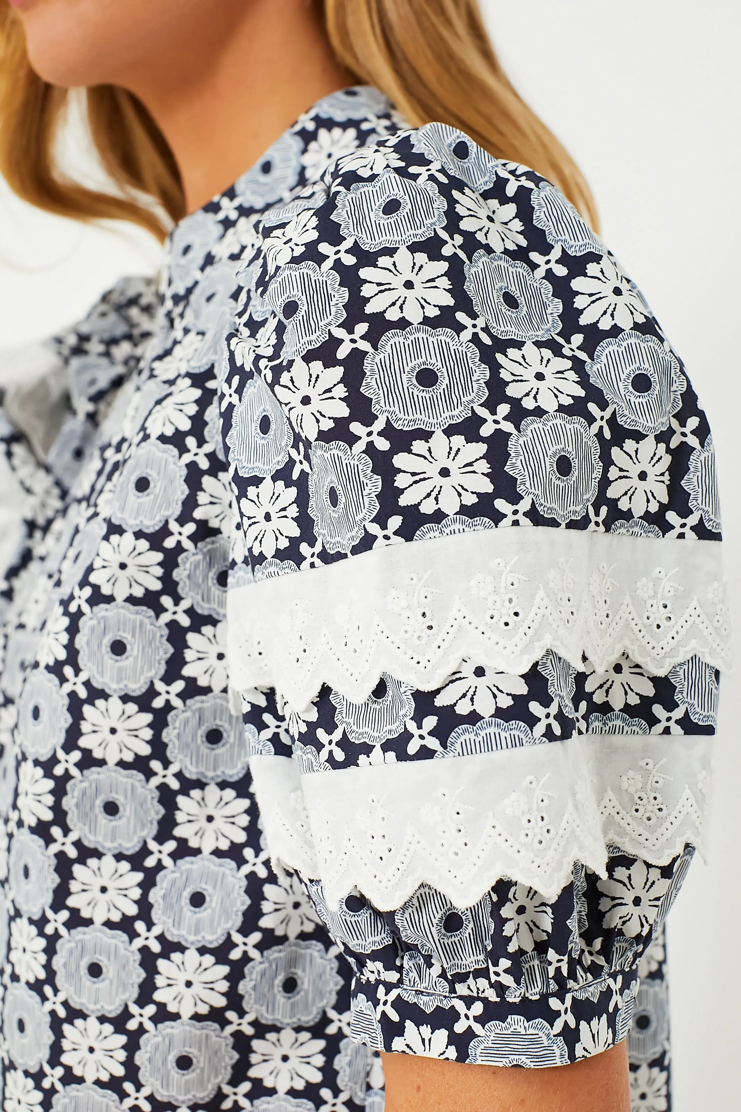 Navy Geo Floral Gigi Blouse