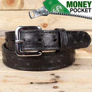 Ostrich Black Money Belt