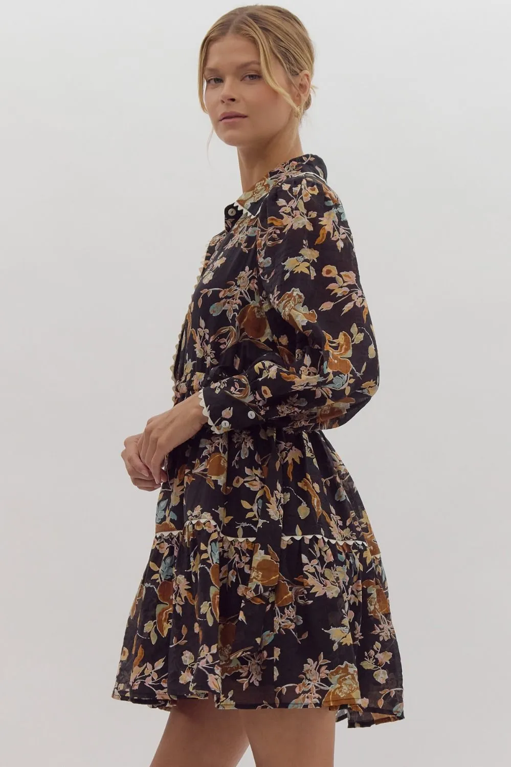 "Wildflower Whispers" Dress (Black)