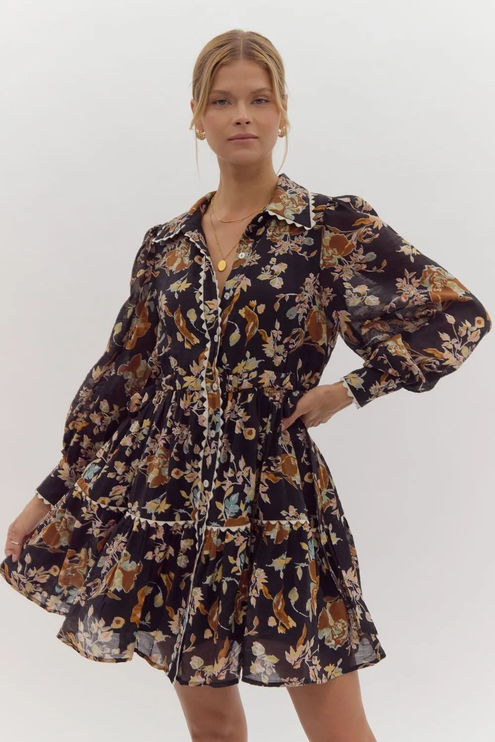 "Wildflower Whispers" Dress (Black)