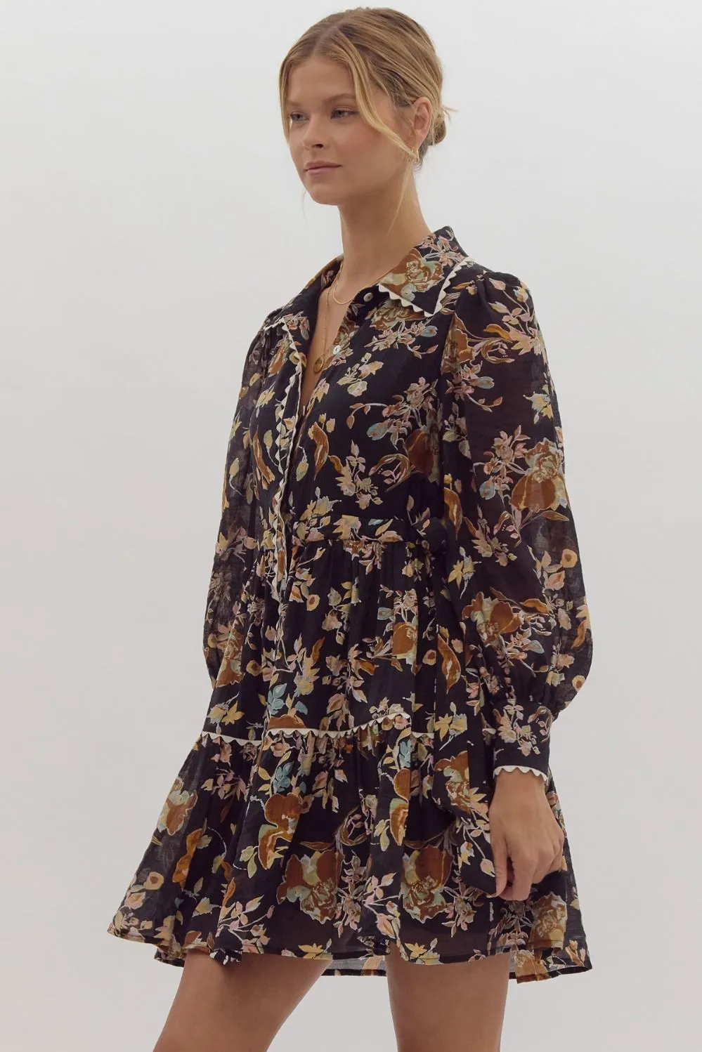 "Wildflower Whispers" Dress (Black)