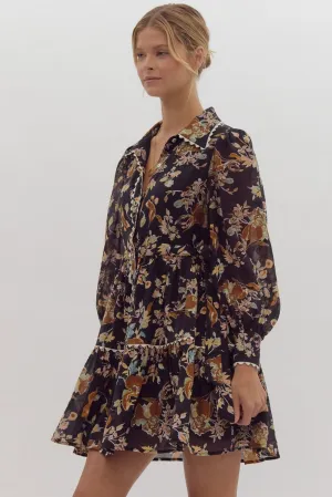 "Wildflower Whispers" Dress (Black)
