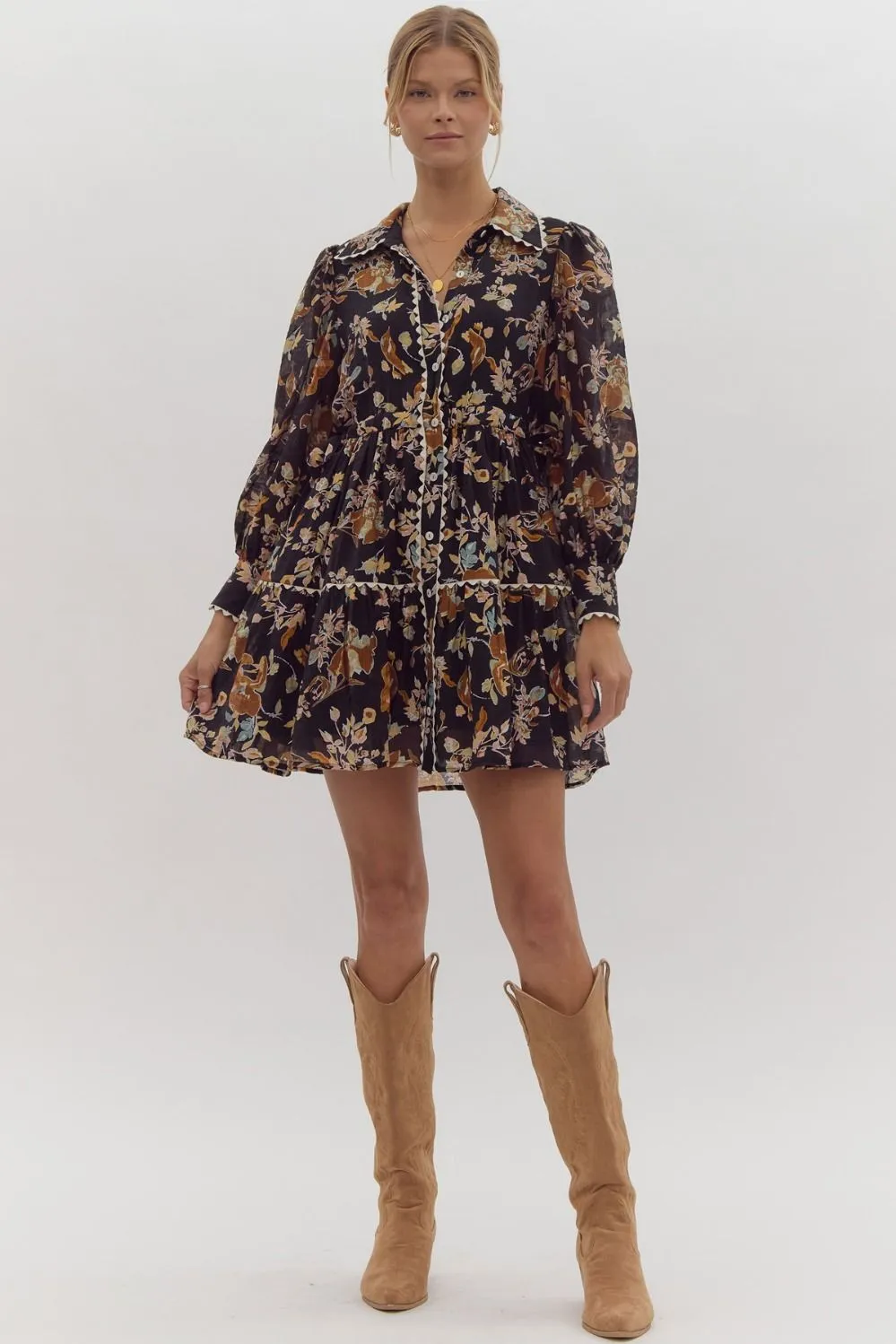 "Wildflower Whispers" Dress (Black)
