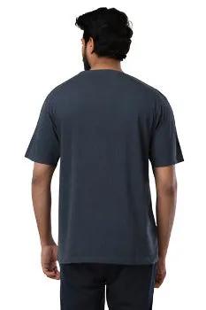 Round Neck - Navy Melange Solid T-Shirt For Men | Ariser