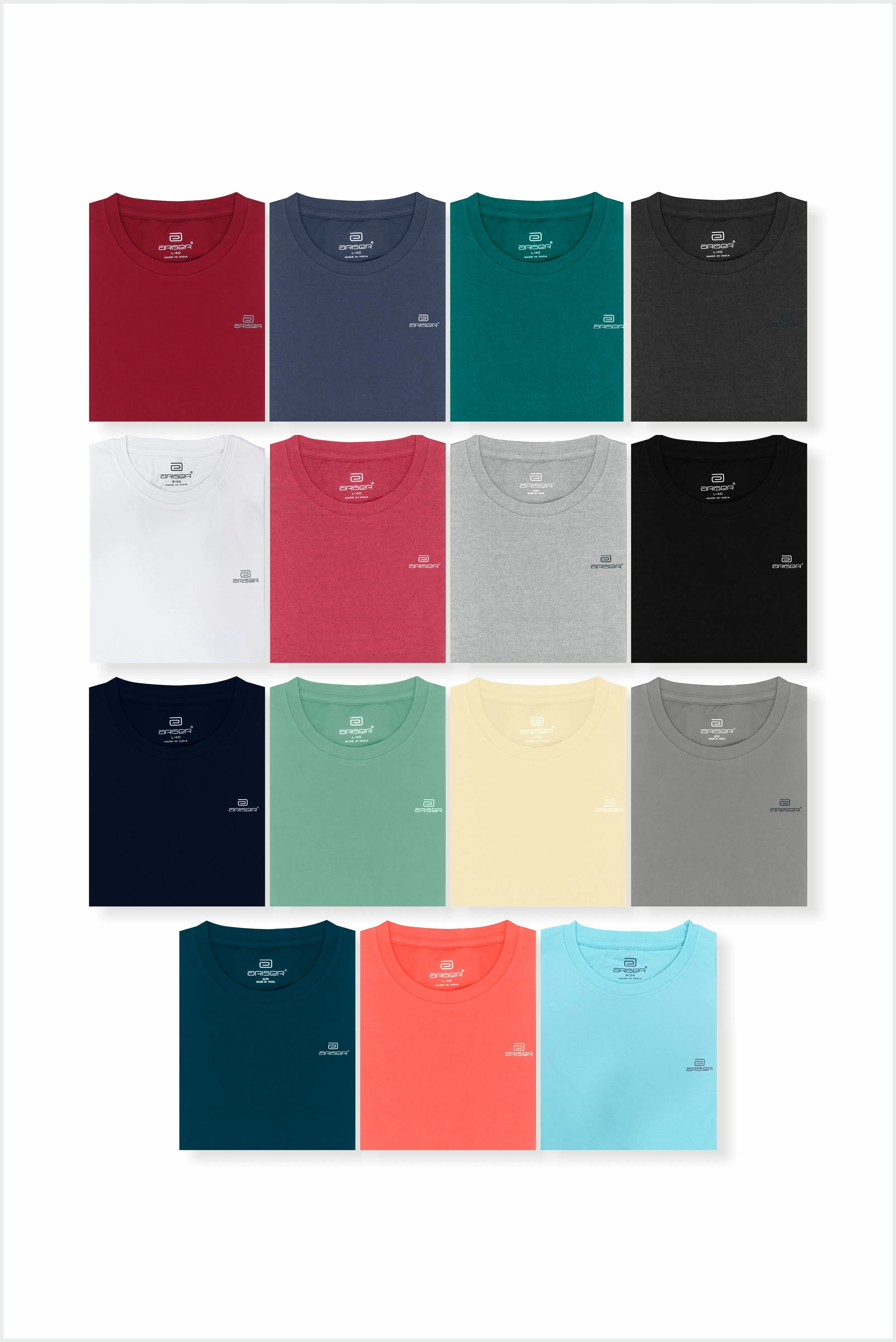 Round Neck - Navy Melange Solid T-Shirt For Men | Ariser