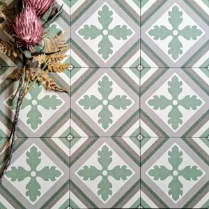 Savoy Victorian Tropez Green Porcelain Wall & Floor Tile 25cm x 25cm FULL TILE SAMPLE