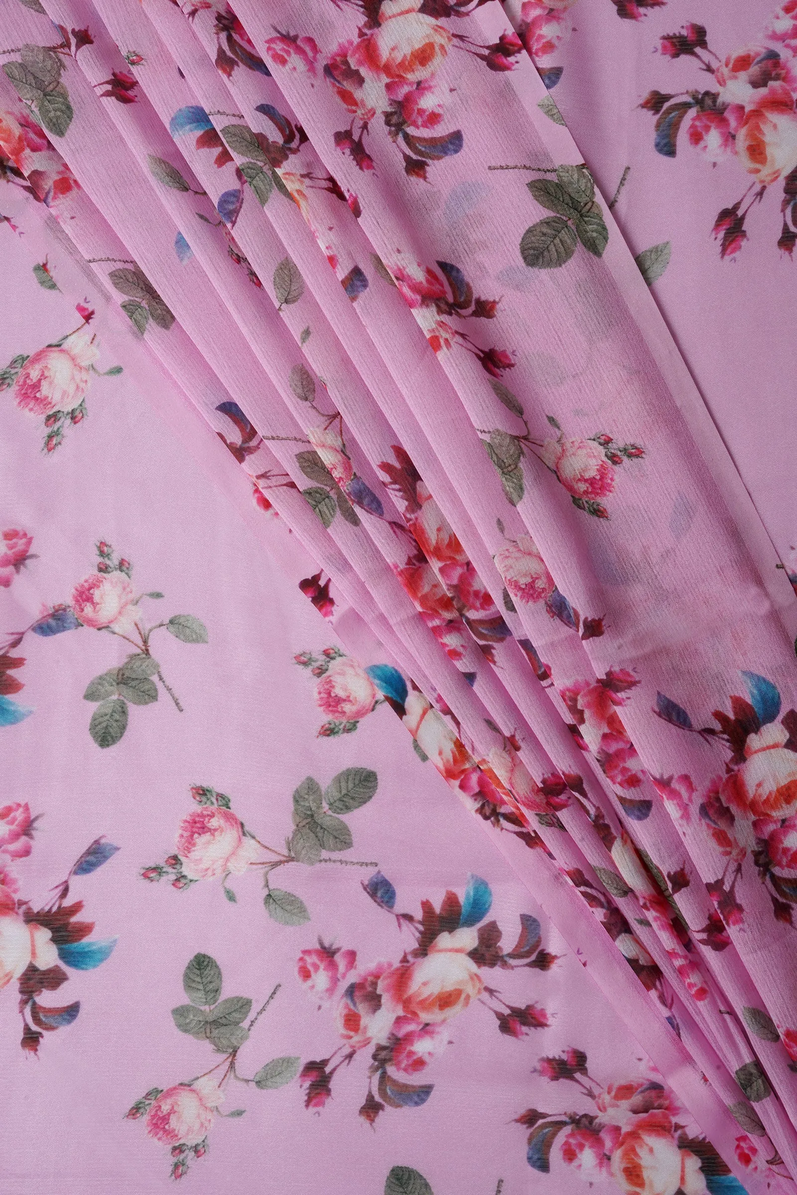 Teejh Carnation Whisper Digital Print Chiffon Saree