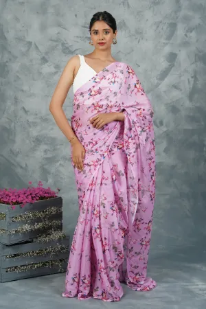 Teejh Carnation Whisper Digital Print Chiffon Saree